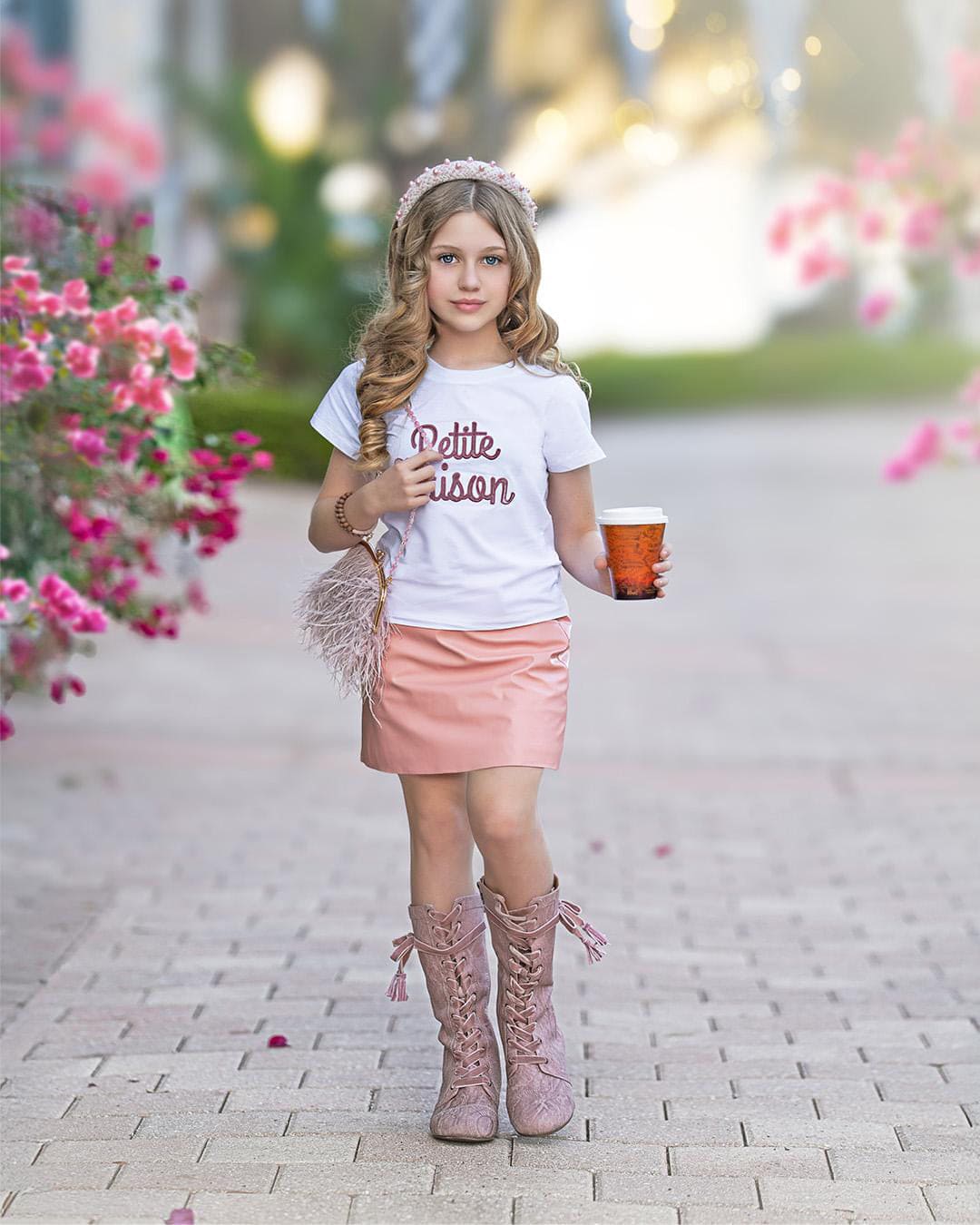 Pink Vegan Leather Skirt