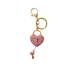 Heart and Key Pink Rhinestone Handbag Charm - Petite Maison Kids