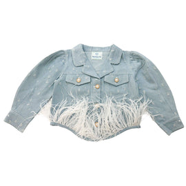 Sparkle Jeans Ostrich Feather Jacket