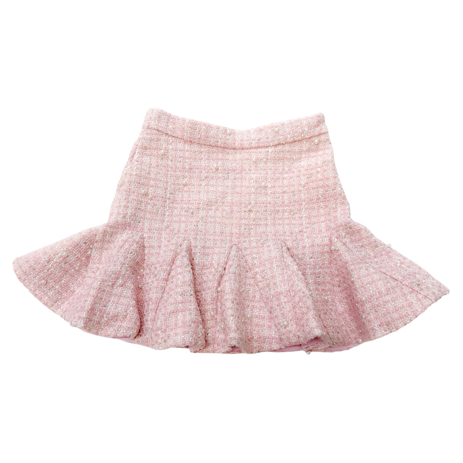 Heather Pink Boucle Pearl Skirt