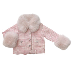 Heather Pink Boucle Pearl Jacket