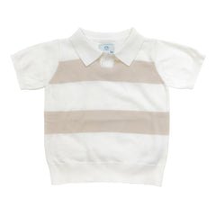 Bennet White And Beige Cotton Knit Shirt - Petite Maison Kids