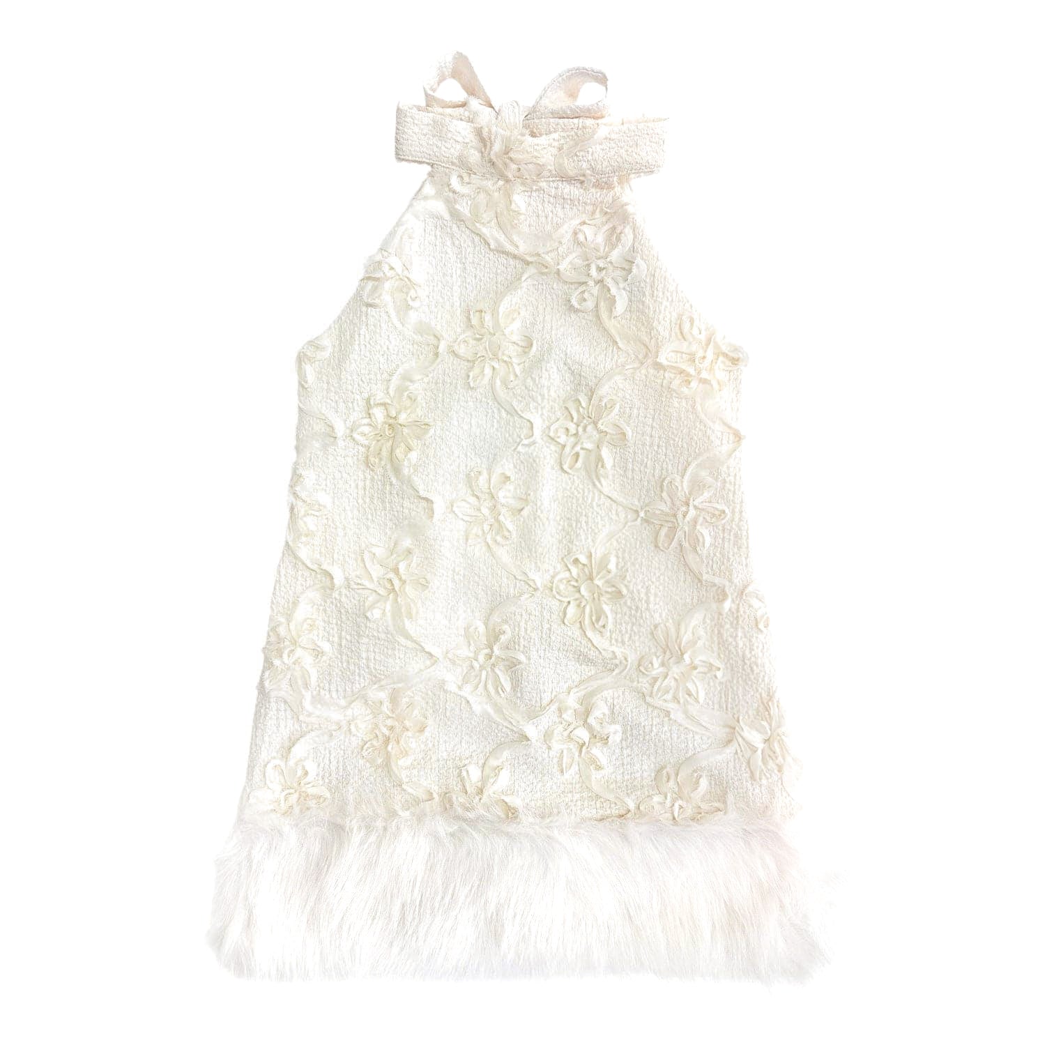 Ava Ivory Flower Faux Fur Dress