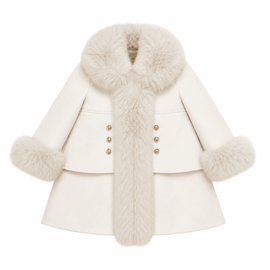Greta Beige Wool Fur Coat for Girls