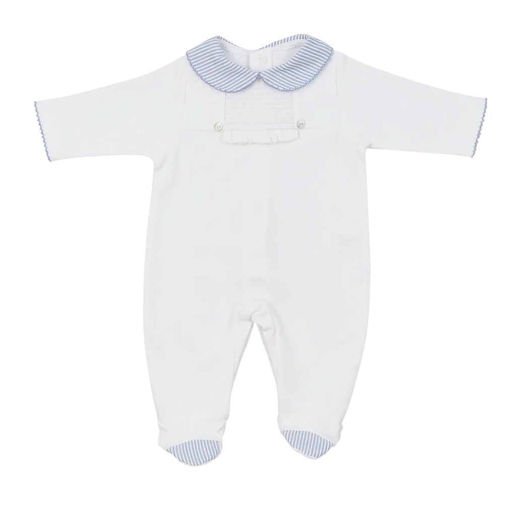 Baby Onesie Babygrow Made of Cotton with Light Blue  Striped Collar