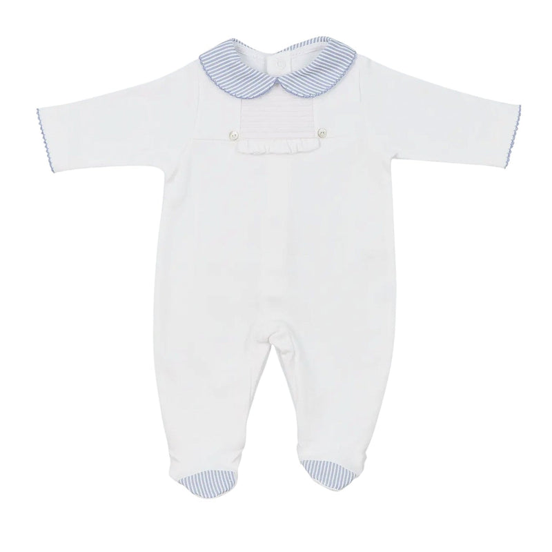 Baby Onesie Babygrow Made of Cotton with Light Blue  Striped Collar