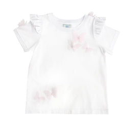 White Butterfly Pima Cotton T-Shirt - Petite Maison Kids