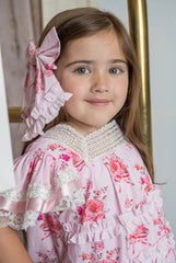 Amelia Pink Flower Print Hair Bow