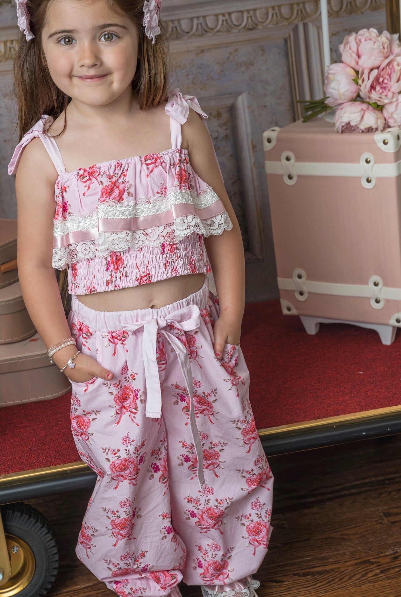 Amelia Pink Flower Print Pants