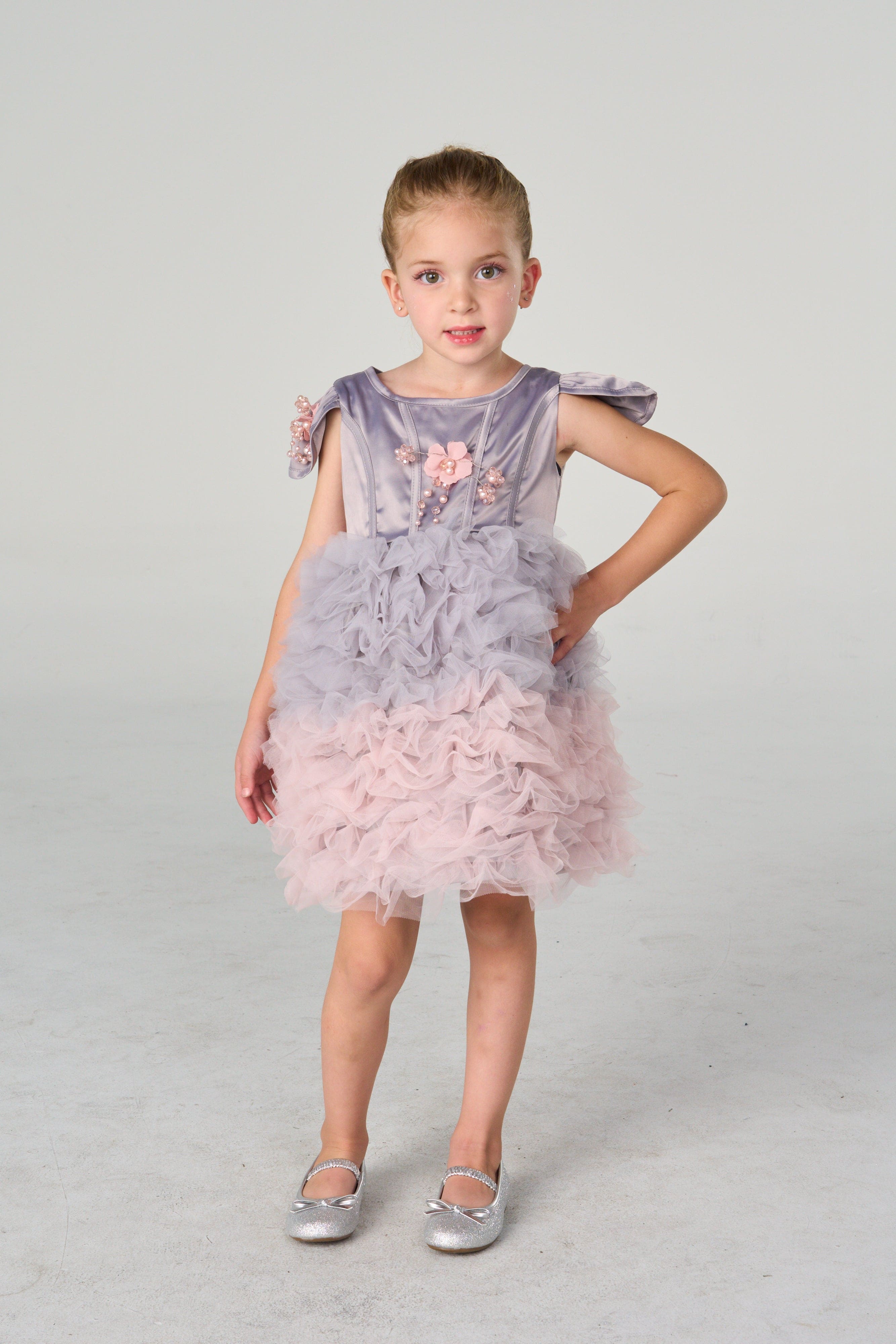 Mia Grey and Pink Ombré Cupcake Tulle Dress