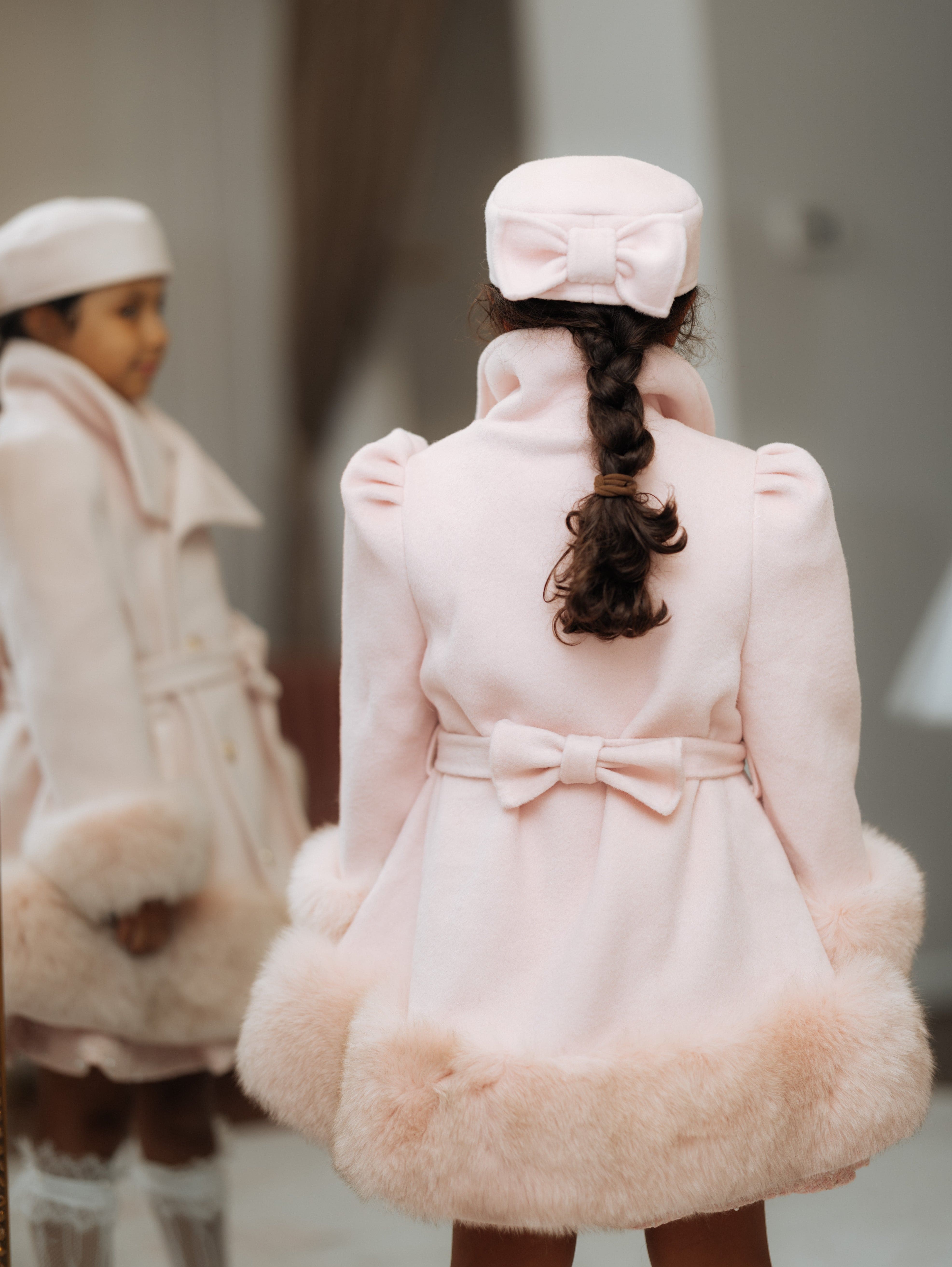 Sandra Pink Wool Girls' Pillbox Bow Hat