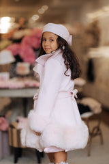 Sandra Pink Wool Girls' Pillbox Bow Hat