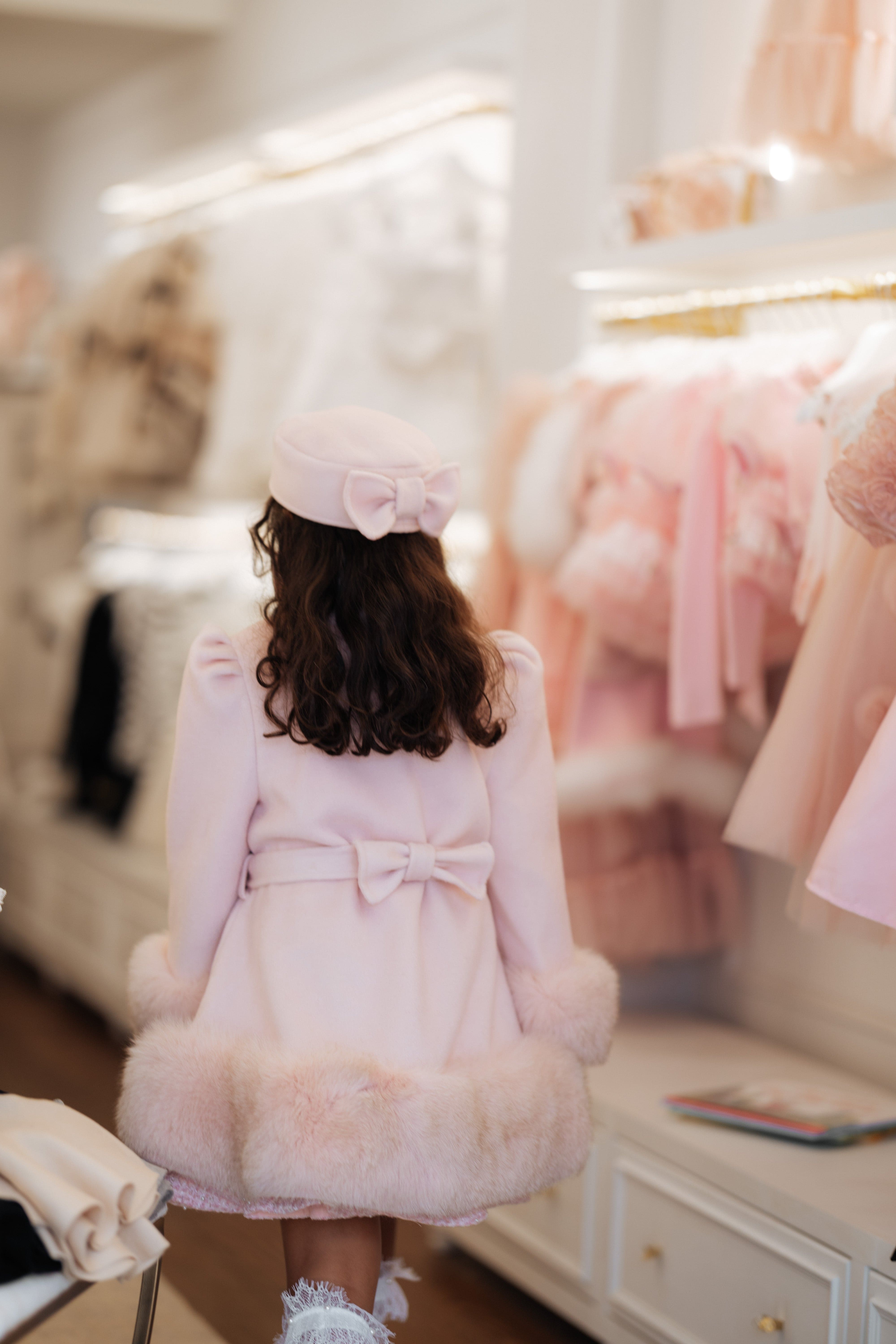 Sandra Pink Wool Girls' Pillbox Bow Hat