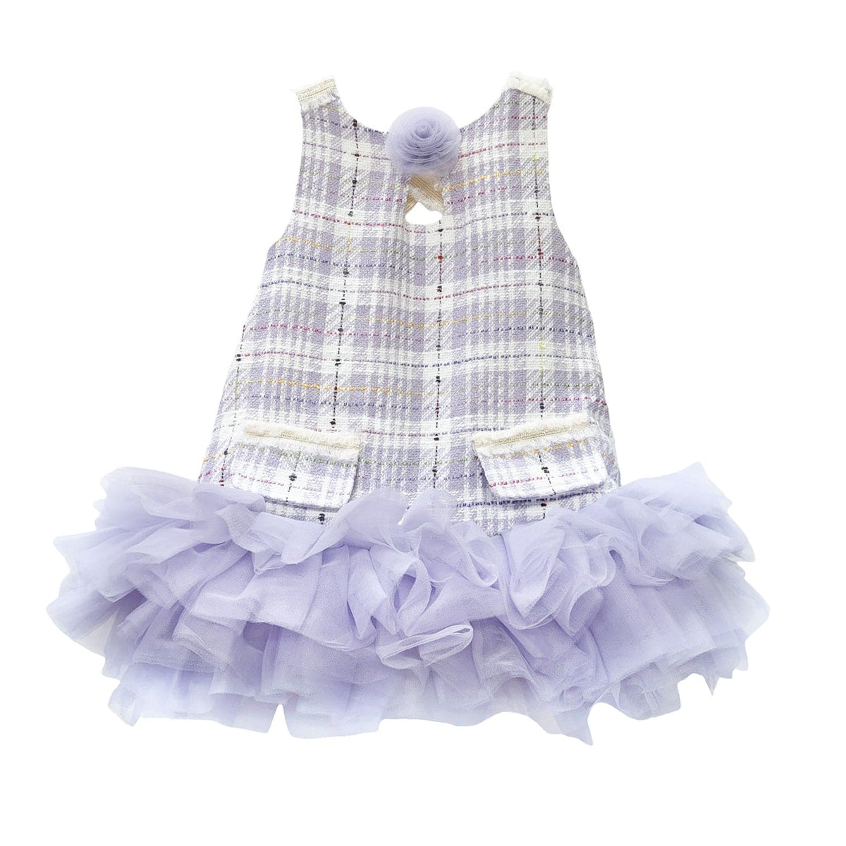 Petite Maison Kids Girl's Violet Tweed And Tulle Dress 6 Years