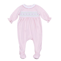 Junie's Classics Smocked Ruffle Footie — Pima Cotton Baby Girl Footie