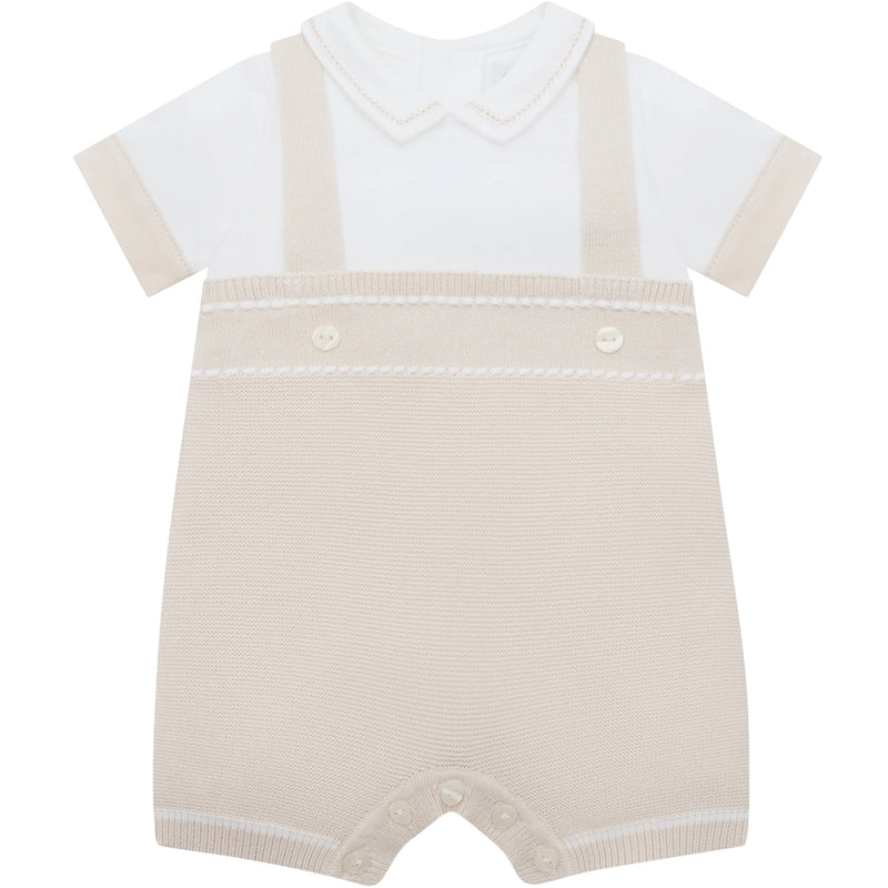 Lowe Baby Beige Mock Braces Romper
