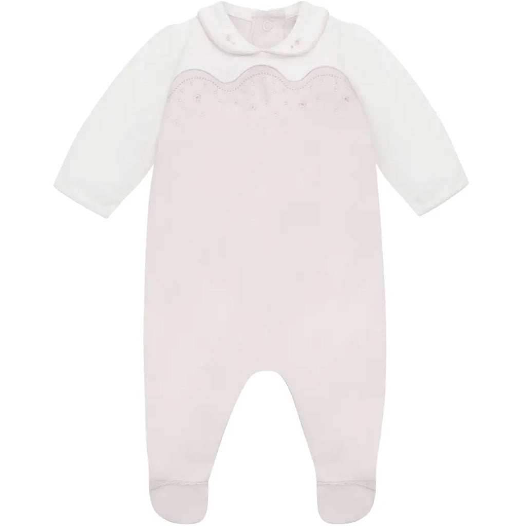 Leah Baby Girls Pink & White Cotton Babygrow