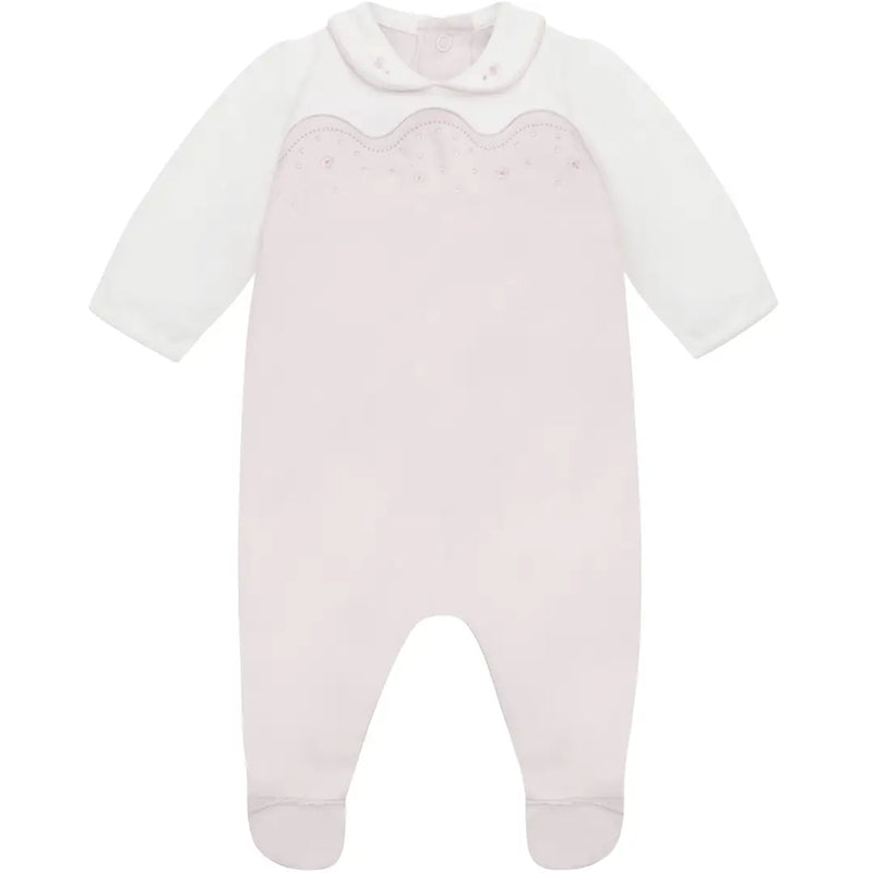 Leah Baby Girls Pink & White Cotton Babygrow