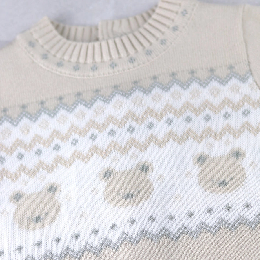 Kristian Boys Stone Teddy Knit All in One & Hat Set
