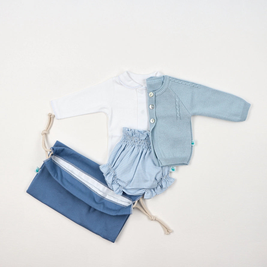 Baby Blue Cotton Knit Cardigan