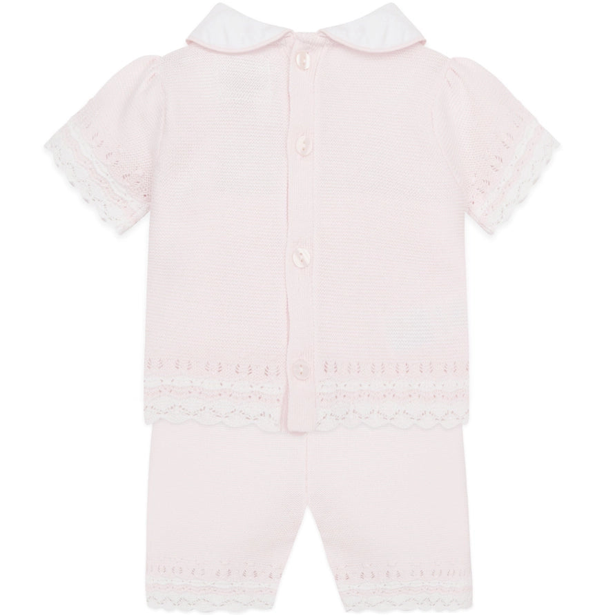 Judith Pink Girls Knit Top and Shorts Set