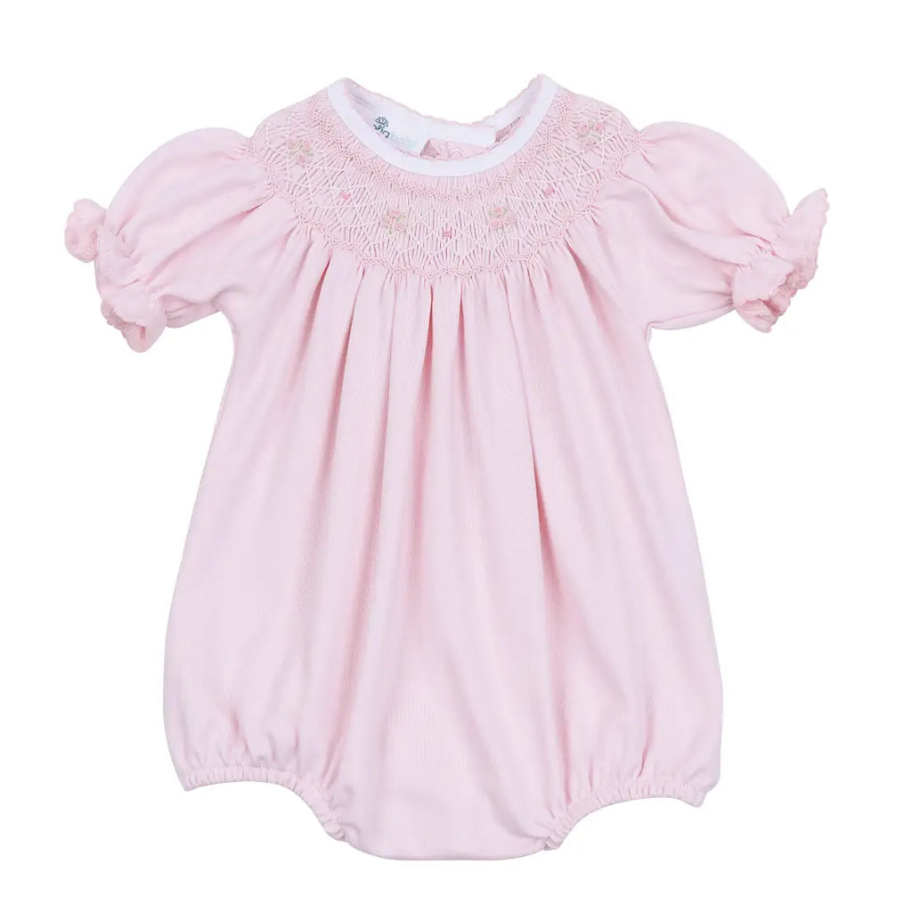Lillian Bishop Pink Pima Cotton Smocked Romper
