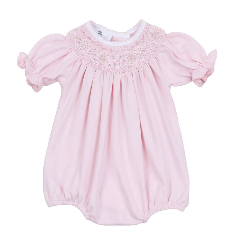 Lillian Bishop Pink Pima Cotton Smocked Romper
