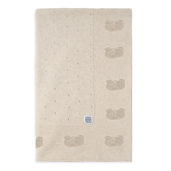 Beige Cotton Knitted Baby Blanket