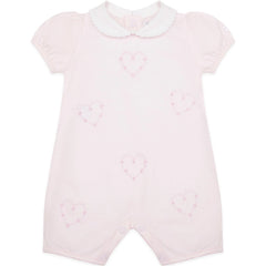 Jody Pink Girls Heart Embroidery Romper