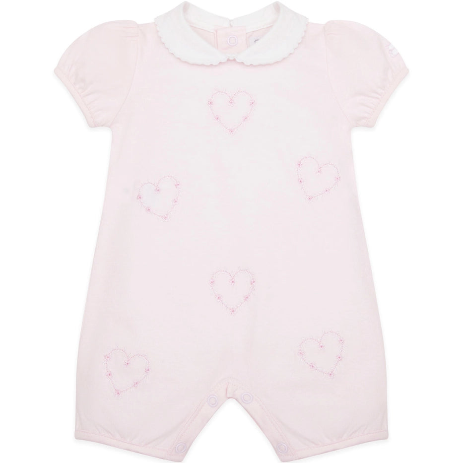 Jody Pink Girls Heart Embroidery Romper