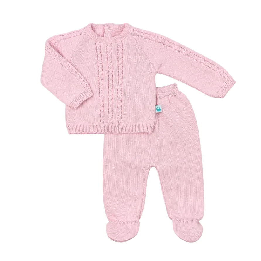Light Pink Cotton Knit Sweater and Pants Set