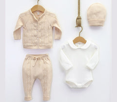 Bailey Beige Knit Organic Cotton 4 Piece Set