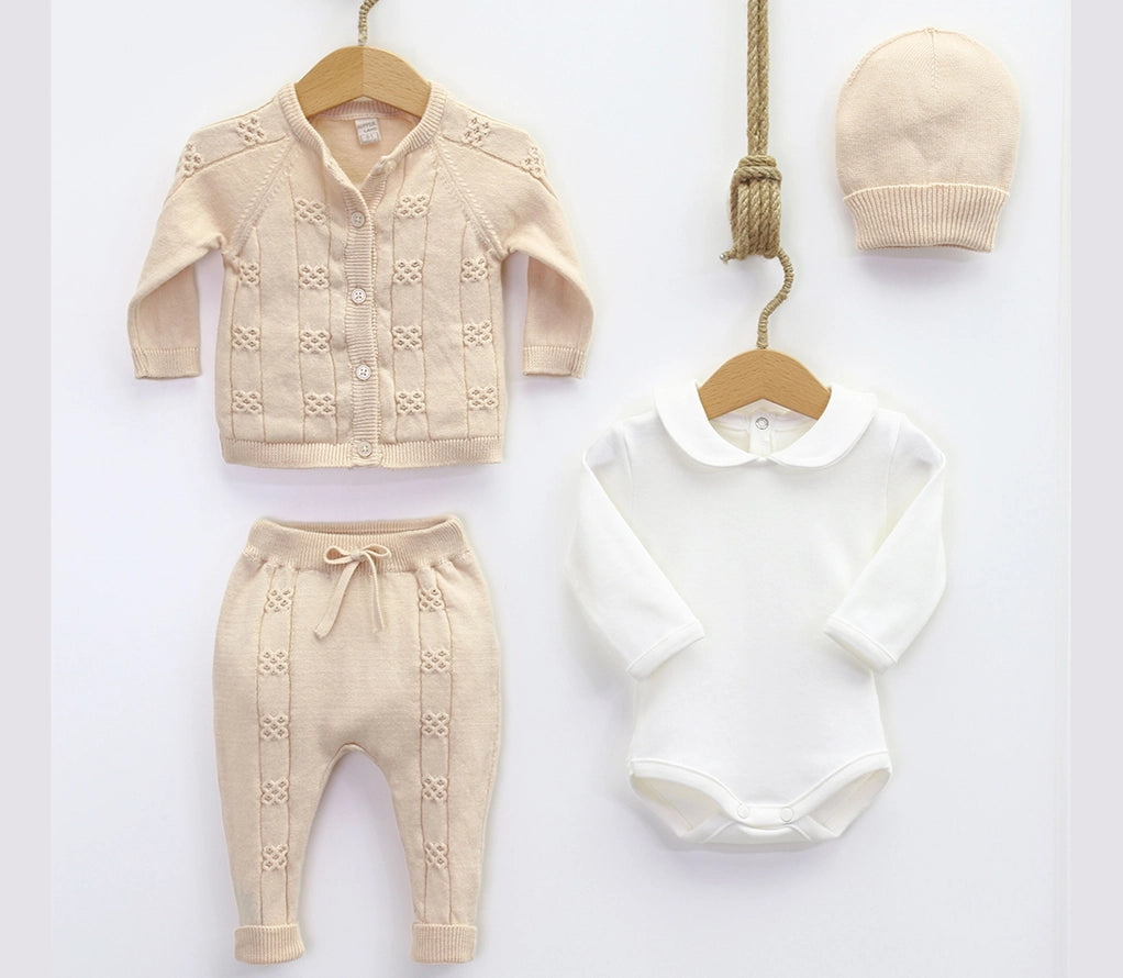 Bailey Beige Knit Organic Cotton 4 Piece Set