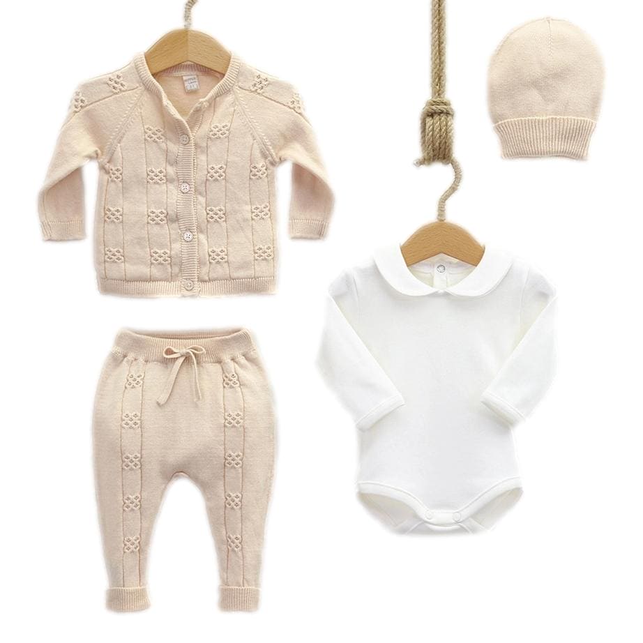 Bailey Beige Knit Organic Cotton 4 Piece Set