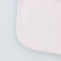 Pink Square Bib in Vichy Cotton Knit