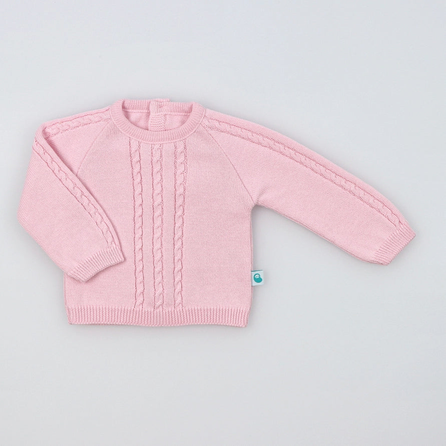 Light Pink Cotton Knit Sweater and Pants Set