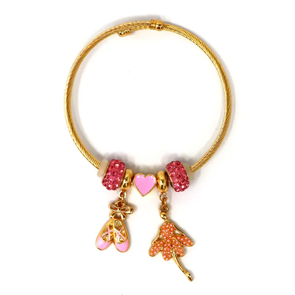 Ballerina Charm Bracelet for Girls — Gold-Plated & Hypoallergenic