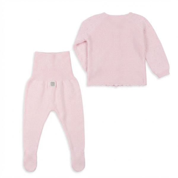 Pink Openwork Point Cotton Set with Embossed Teddy Bears - Petite Maison Kids