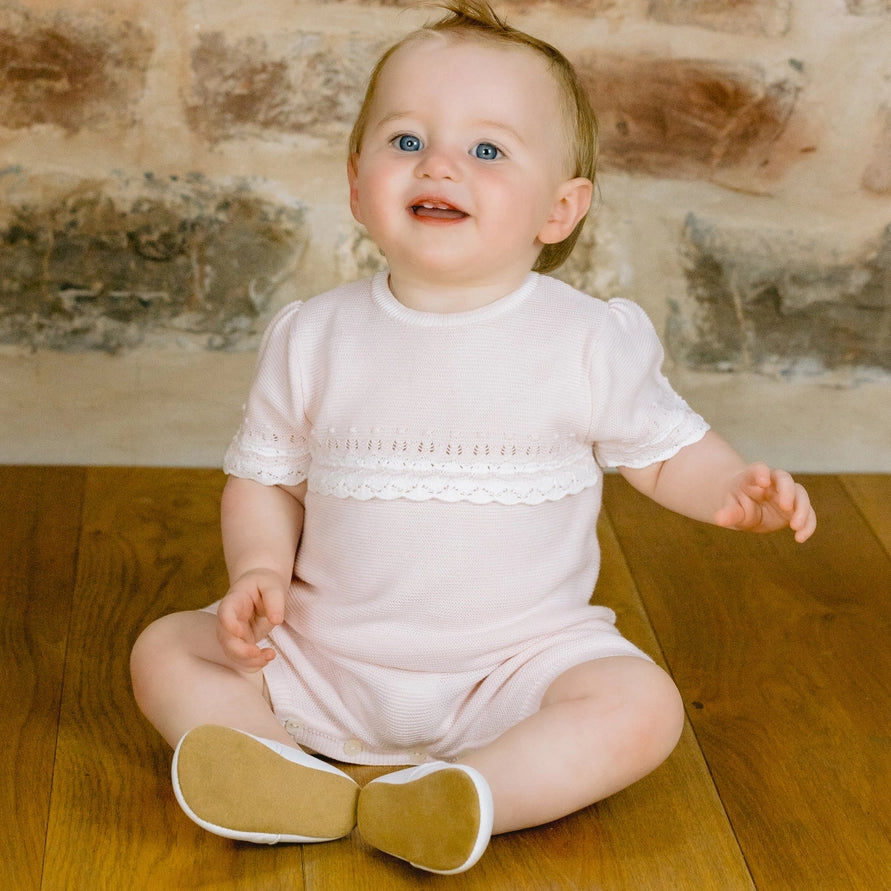 Josie Pink Girls Pretty Knit Romper