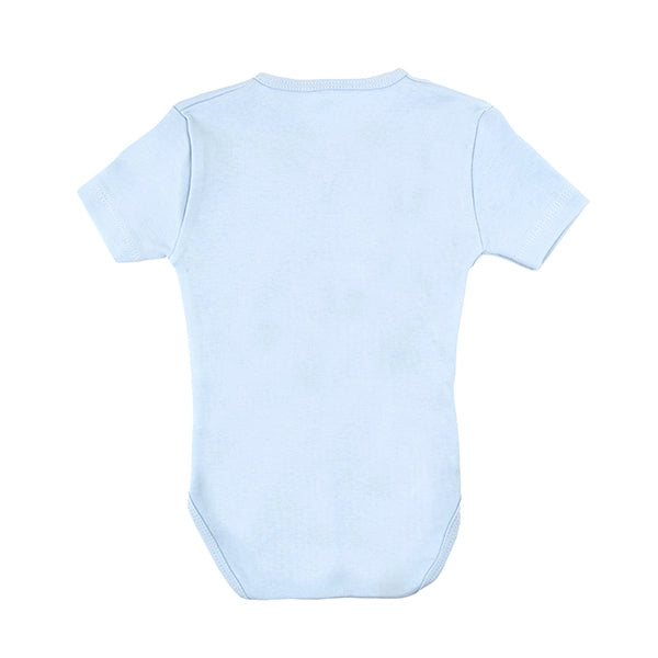 Baby Blue Cotton Short Sleeve Cross Body Onesie