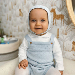 White Cotton Baby Bodysuit with Peter Pan and Herringbone Collar