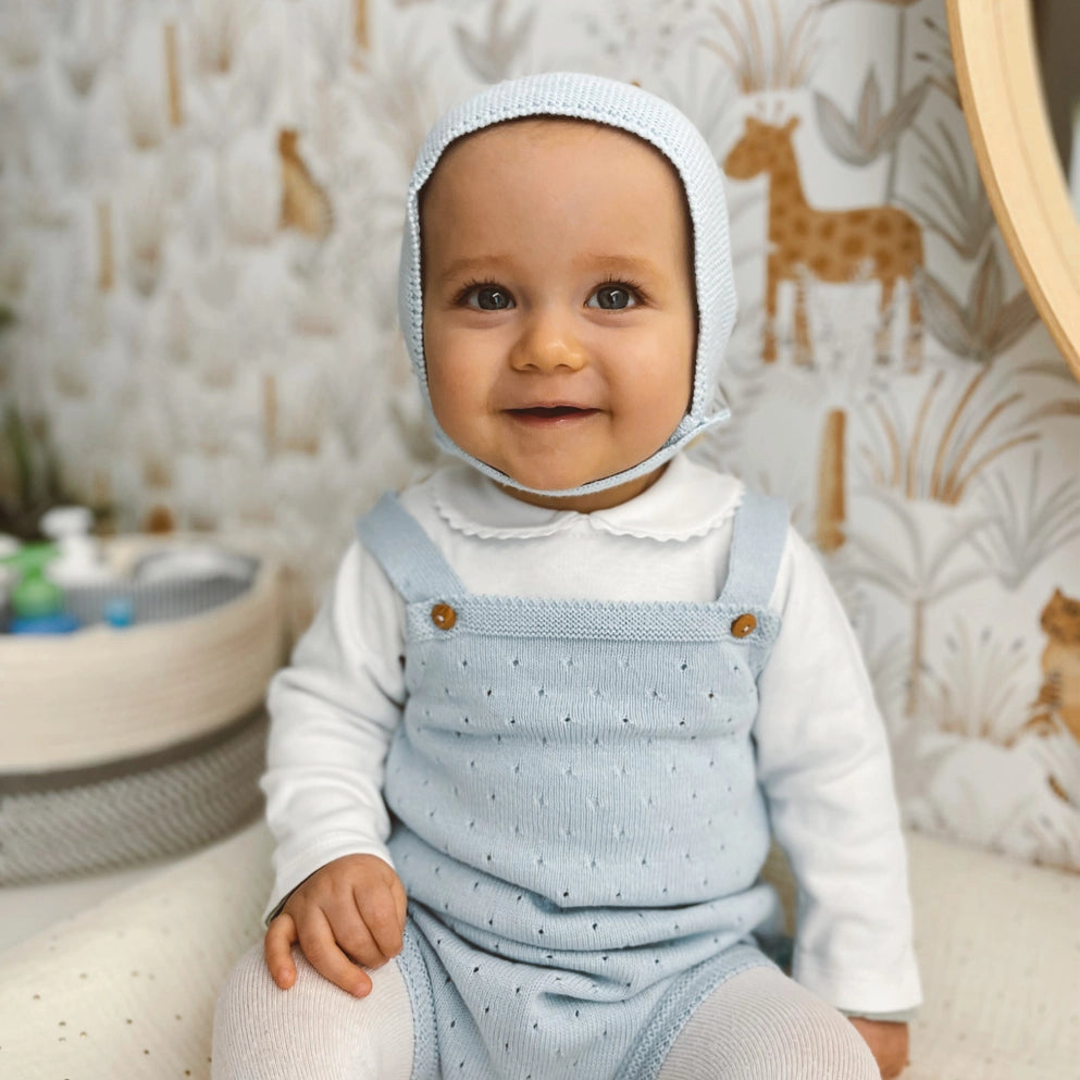 White Cotton Baby Bodysuit with Peter Pan and Herringbone Collar