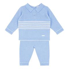 Blue Cotton Knit Two-Piece Set