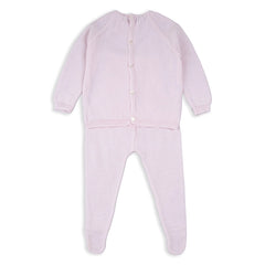Pink Knitted Diamond Print Cotton Baby Set