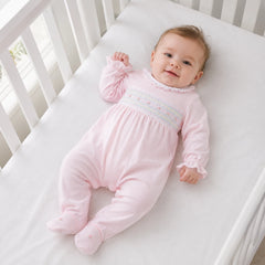Junie's Classics Smocked Ruffle Footie — Pima Cotton Baby Girl Footie