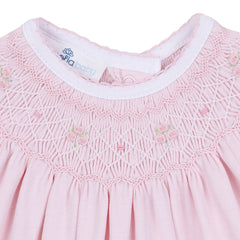 Lillian Bishop Pink Pima Cotton Smocked Romper