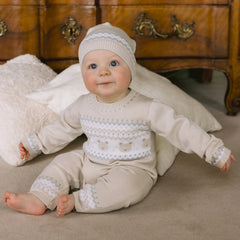 Kristian Boys Stone Teddy Knit All in One & Hat Set