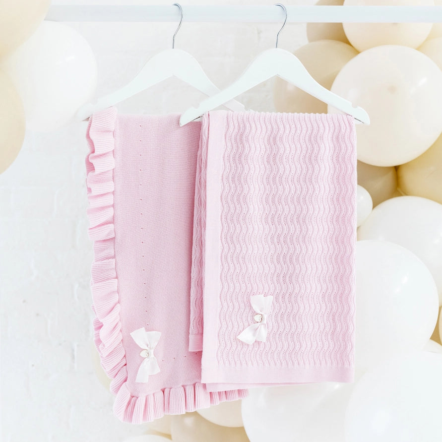 Pink Knitted Cotton Baby Blanket