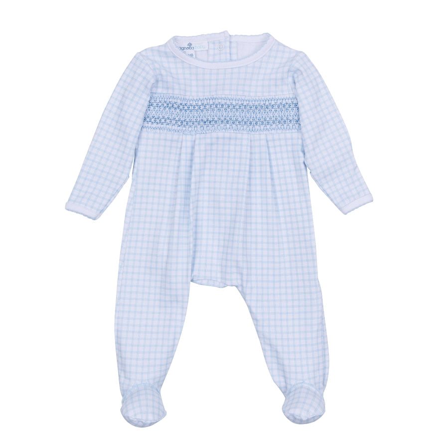Peek-A-Boo Wishes Smocked Footie - Light Blue