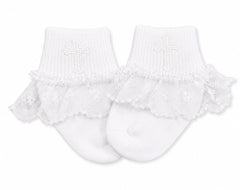 Baby Bib & Socks  Christening Set w/ Lace